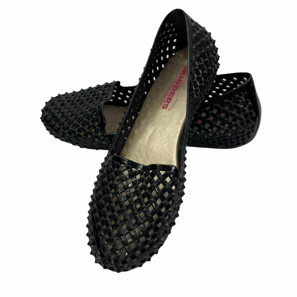 Skidders Original Black Rubber Studded Flats Sz. 9